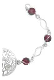 Pulsera Plata 925 Mariposa Flores Tricolor Cuarzo 18.5cm - Imagen 3