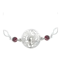 Pulsera Plata 925 Mariposa Flores Tricolor Cuarzo 18.5cm - Imagen 4