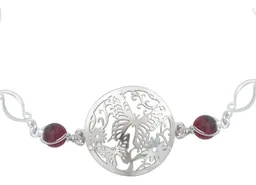 Pulsera Plata 925 Mariposa Flores Tricolor Cuarzo 18.5cm - Imagen 4