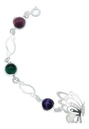 Pulsera de Plata 925 Mariposa con Piedras Naturales Multicolor - Imagen 2