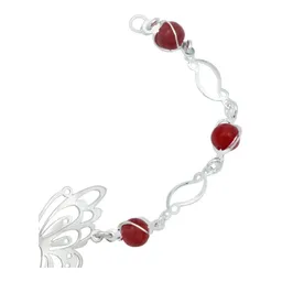 Pulsera Plata 925 Mariposa con Piedra Natural Roja - Imagen 3