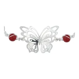 Pulsera Plata 925 Mariposa con Piedra Natural Roja - Imagen 4