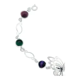 Pulsera de Plata 925 Mariposa con Piedras Naturales Multicolor - Imagen 2