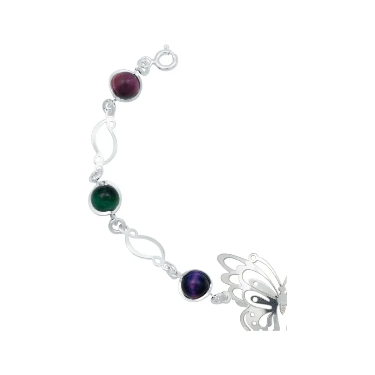 Pulsera de Plata 925 Mariposa con Piedras Naturales Multicolor - Imagen 2