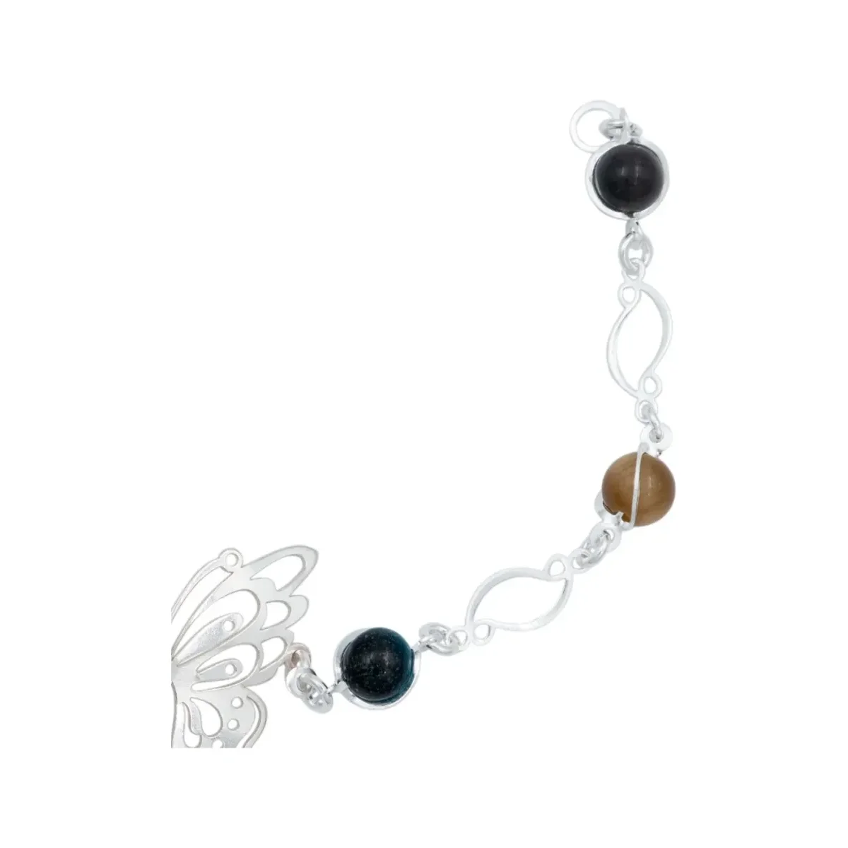 Pulsera de Plata 925 Mariposa con Piedras Naturales Multicolor - Imagen 3