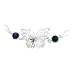 Pulsera de Plata 925 Mariposa con Piedras Naturales Multicolor - Imagen 4