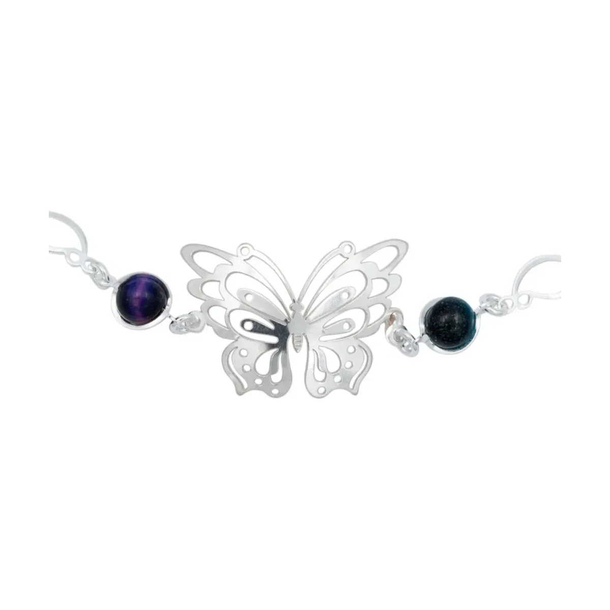 Pulsera de Plata 925 Mariposa con Piedras Naturales Multicolor - Imagen 4