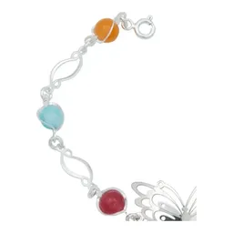 Pulsera Plata .925 Mariposa Primavera con Piedra Multicolor - Imagen 2