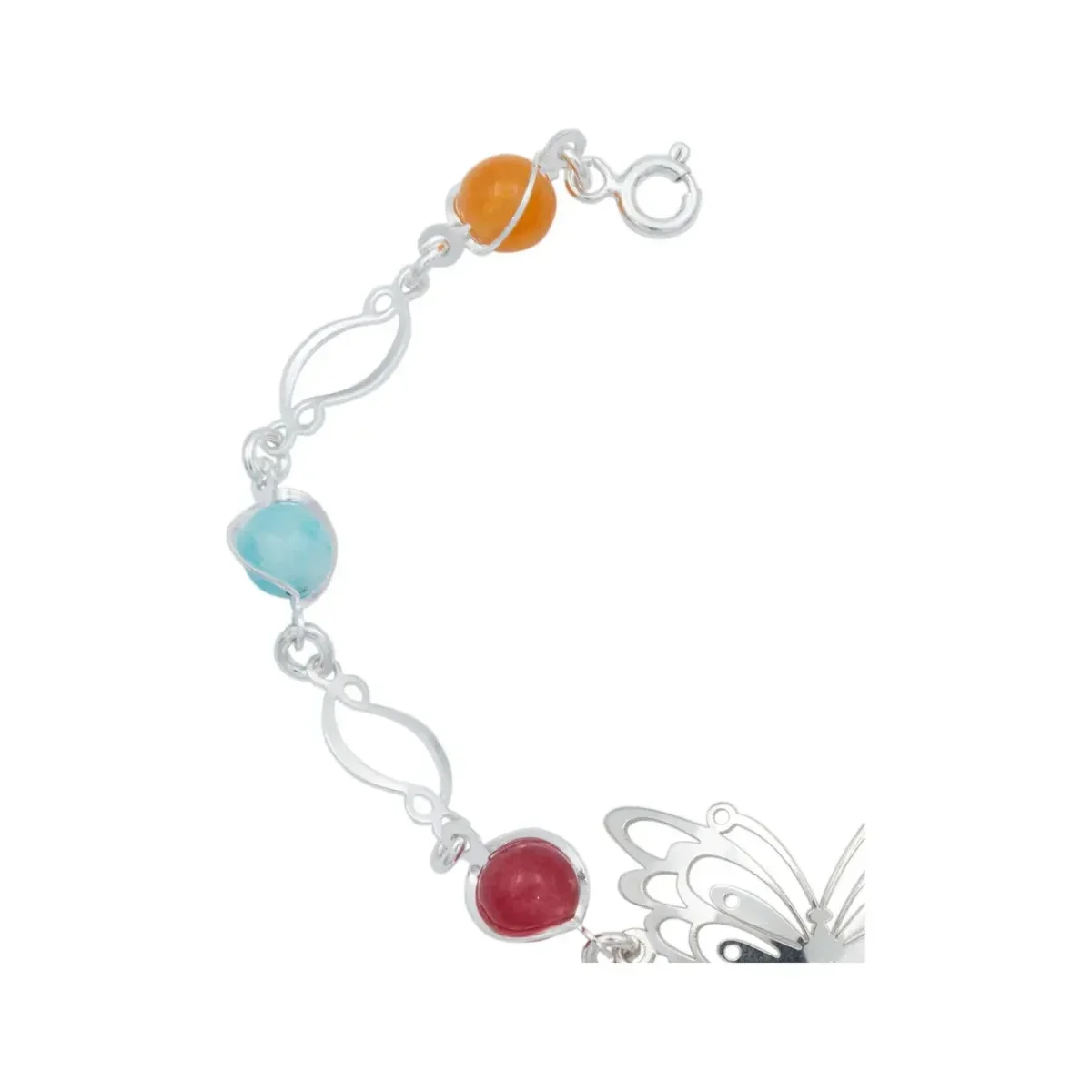 Pulsera Plata .925 Mariposa Primavera con Piedra Multicolor - Imagen 2