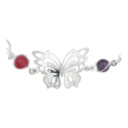 Pulsera Plata .925 Mariposa Primavera con Piedra Multicolor - Imagen 4