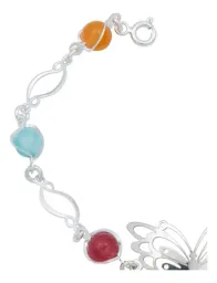 Pulsera Plata .925 Mariposa Primavera con Piedra Multicolor - Imagen 2