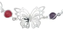 Pulsera Plata .925 Mariposa Primavera con Piedra Multicolor - Imagen 4