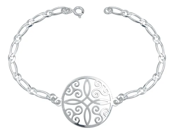 Pulsera de plata .925 plateado Medalla Nudo de Bruja Figaro — Joyaris