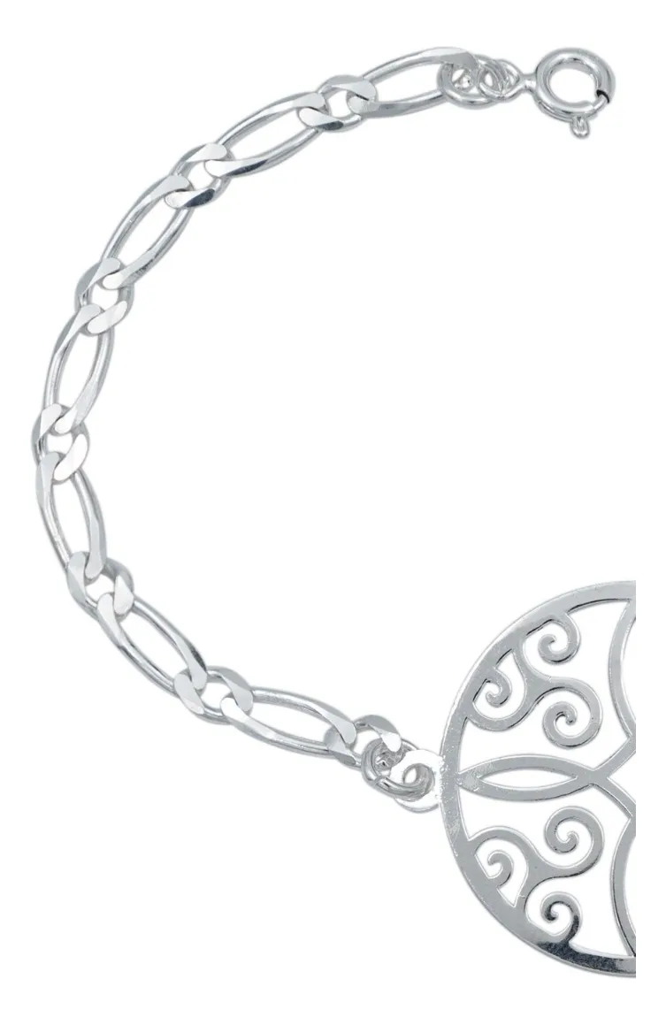 Pulsera de plata .925 plateado Medalla Nudo de Bruja Figaro — Joyaris