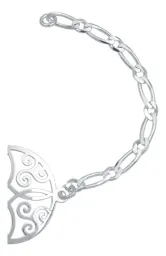 Pulsera Plata 925 Medalla Nudo Bruja Cadena Figaro 18cm - Imagen 3