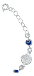 Pulsera Plata .925 Medallas San Benito Ajustable Diseño Azul - Imagen 5