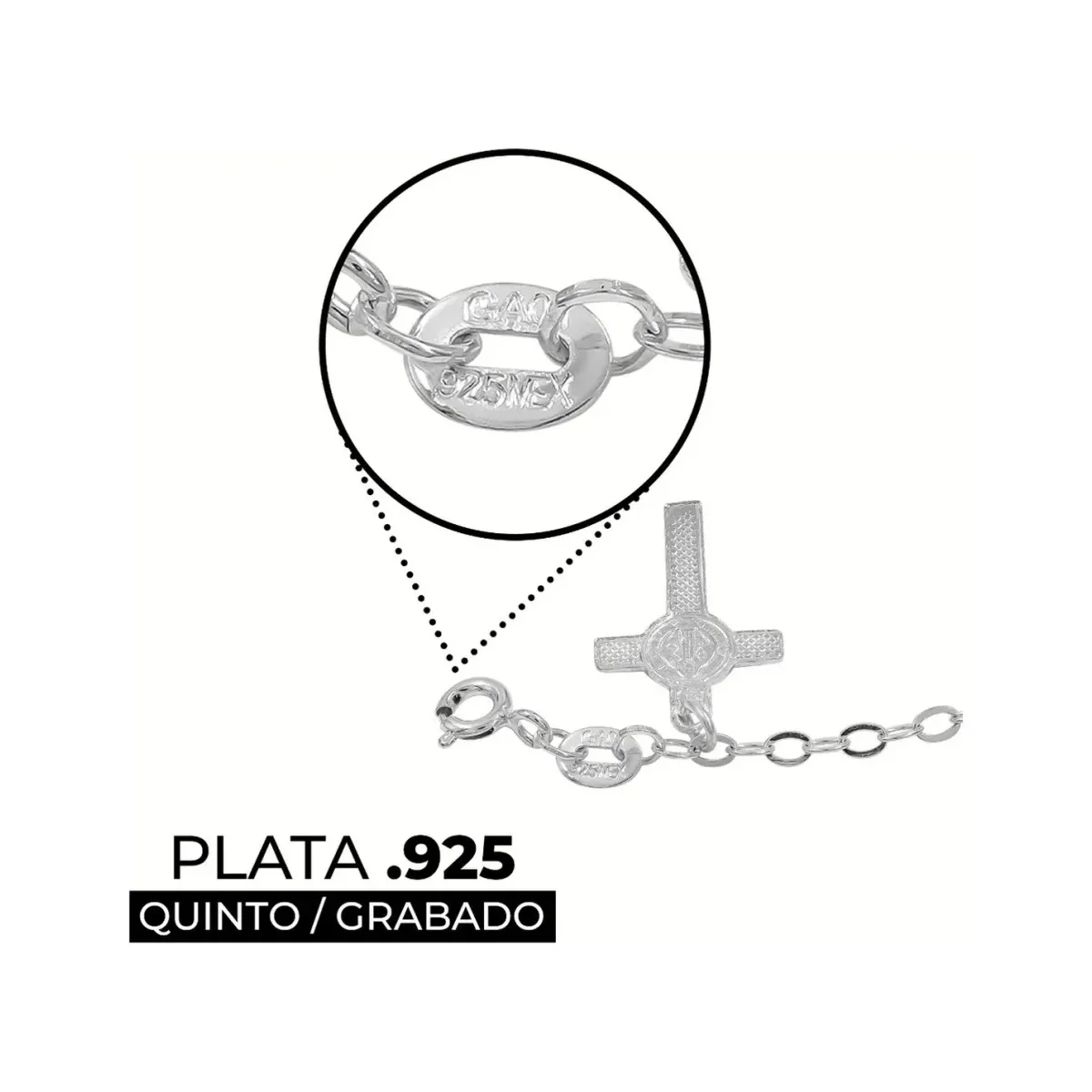 Pulsera Plata 925 con Múltiples Cruces y Medalla de San Benito - Imagen 3