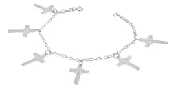 Pulsera Plata 925 con Múltiples Cruces y Medalla de San Benito - Imagen 2