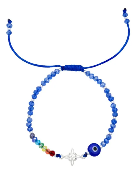 Pulsera de plata .925 azul Nudo Bruja 7 Chakras Ojo Turco ajustable — Joyaris