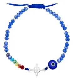 Pulsera Plata .925 Nudo Bruja con 7 Chakras y Ojo Turco Ajustable - Imagen 3