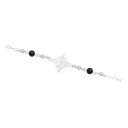 Pulsera Plata 925 Nudo de Bruja Ajustable con Bolas Negras - Imagen 3
