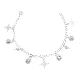 Pulsera Plata 925 Nudo Bruja Ajustable con Cascabeles - Imagen 1