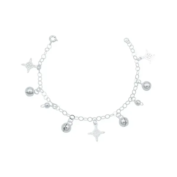 Pulsera Plata 925 Nudo Bruja Ajustable con Cascabeles - Imagen 1