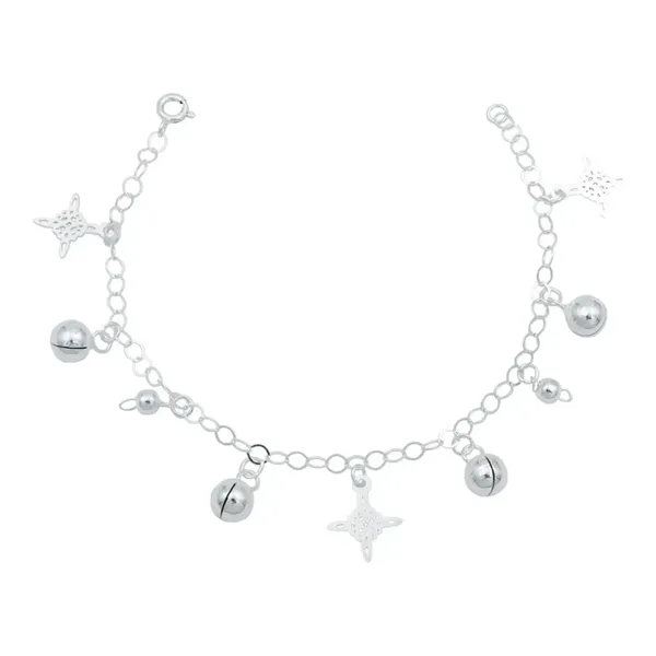 Pulsera Plata 925 Nudo Bruja Ajustable con Cascabeles - Imagen 1