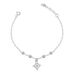 Pulsera Plata 925 Nudo de Bruja Ajustable Cadena Figaro - Imagen 1