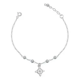 Pulsera Plata 925 Nudo de Bruja Ajustable Cadena Figaro - Imagen 1