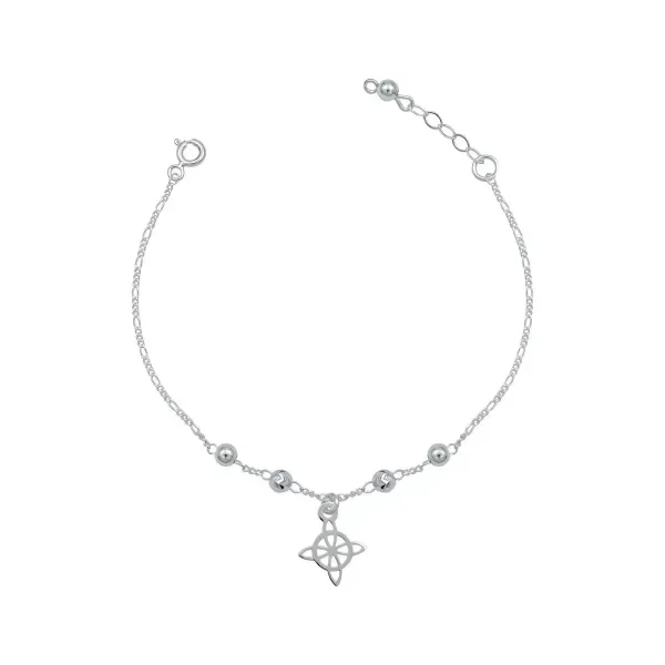 Pulsera Plata 925 Nudo de Bruja Ajustable Cadena Figaro - Imagen 1
