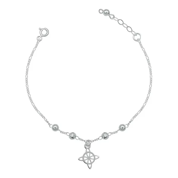 Pulsera Plata 925 Nudo de Bruja Ajustable Cadena Figaro - Imagen 1