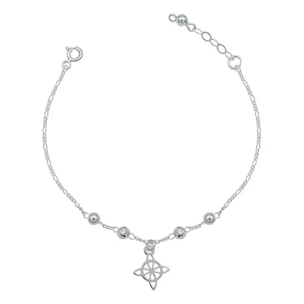 Pulsera Plata 925 Nudo de Bruja Ajustable Cadena Figaro - Imagen 1