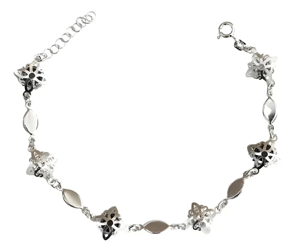 Pulsera Plata 925 Nudo Bruja Ajustable Zirconia Negra - Imagen 1
