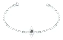 Pulsera Plata 925 Nudo de Bruja Zirconia Negra Ajustable - Imagen 1
