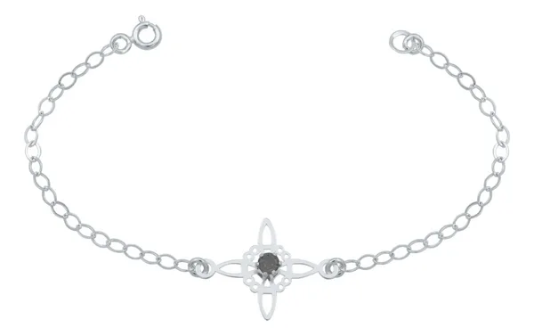 Pulsera de plata .925 negro zirconia nudo de bruja celta ajustable — Joyaris
