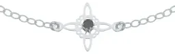 Pulsera Plata 925 Nudo de Bruja Zirconia Negra Ajustable - Imagen 2