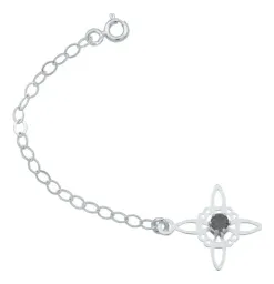 Pulsera Plata 925 Nudo de Bruja Zirconia Negra Ajustable - Imagen 3