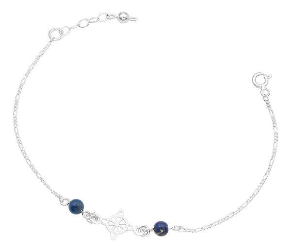 Pulsera de plata .925 azul Nudo Bruja Figaro ajustable — Joyaris