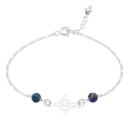 Pulsera Plata 925 Nudo de Bruja Cadena Figaro Ajustable - Imagen 3