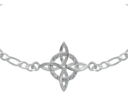 Pulsera Nudo de Bruja Plata 925 Cadena Figaro Ajustable para Mujer - Imagen 4
