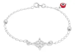 Pulsera Plata 925 Nudo Bruja Ojo Turco Rojo Bola Azucarada - Imagen 3