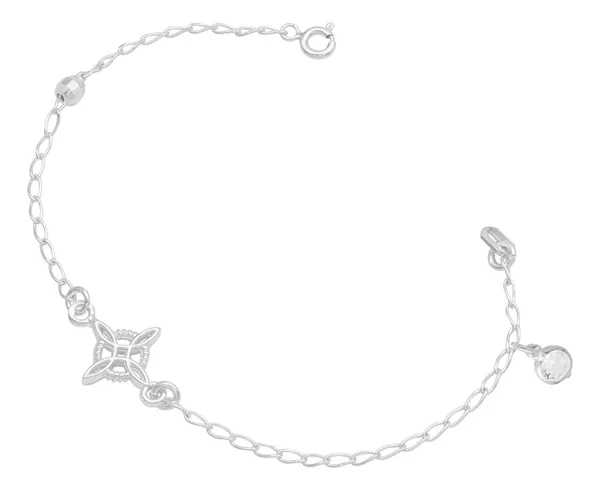 Pulsera Plata 925 Nudo de Bruja con Bola Facetada Cristal Blanco - Imagen 1