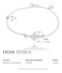 Pulsera Plata 925 Nudo de Bruja con Bola Facetada Cristal Blanco - Imagen 5