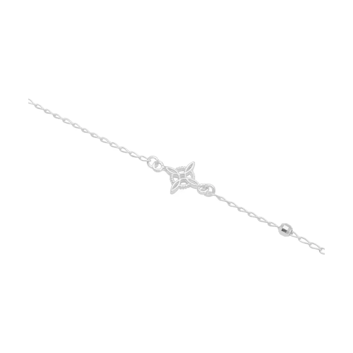 Pulsera Plata 925 Nudo de Bruja con Bola Facetada Cristal Blanco - Imagen 2