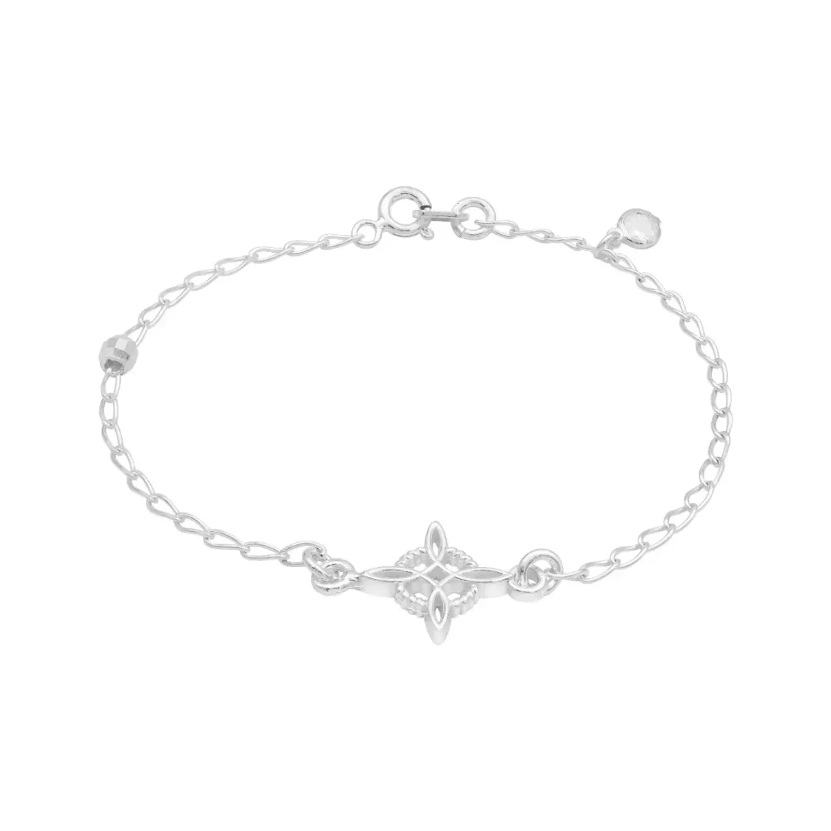 Pulsera Plata 925 Nudo de Bruja con Bola Facetada Cristal Blanco - Imagen 3