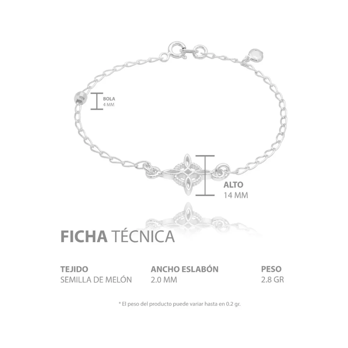 Pulsera Plata 925 Nudo de Bruja con Bola Facetada Cristal Blanco - Imagen 5