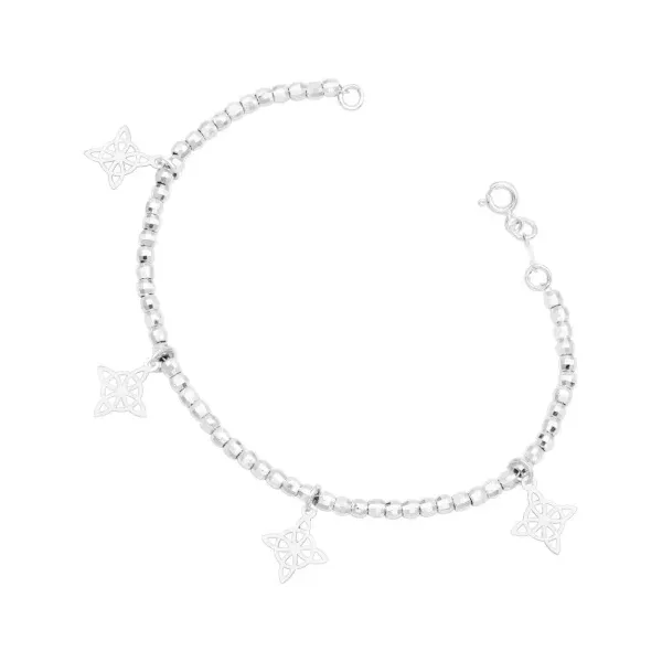 Pulsera de plata .925 nudo bruja colgante bola facetada ajustable — Joyaris