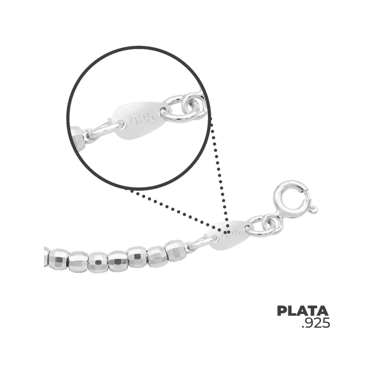 Pulsera Plata .925 Nudo Bruja con Bola Facetada 19cm - Imagen 6