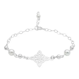 Pulsera Plata 925 Nudo de Bruja con Bolas Diseño Láser Ajustable - Imagen 1